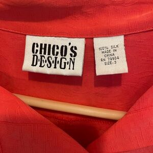 Chico's Coral Silk Button Down Shirt
